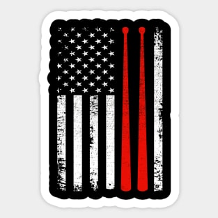 Drum sticks on a vintage American flag For Drummers Sticker